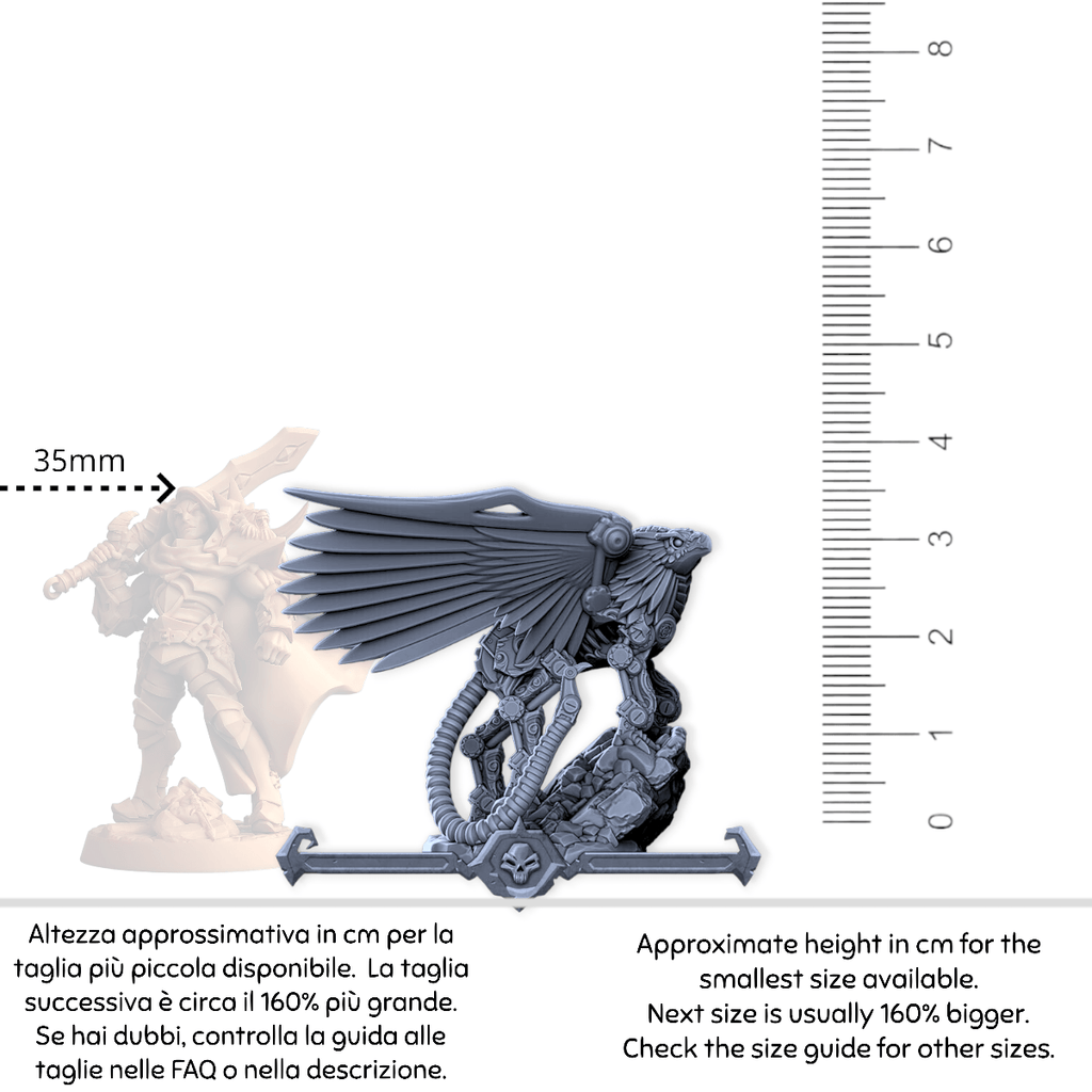 Miniatura Grifone meccanico costrutto mostruoso uccello gigante | miniatura 3D resina | Terre Ostili per dungeons and dragons dnd