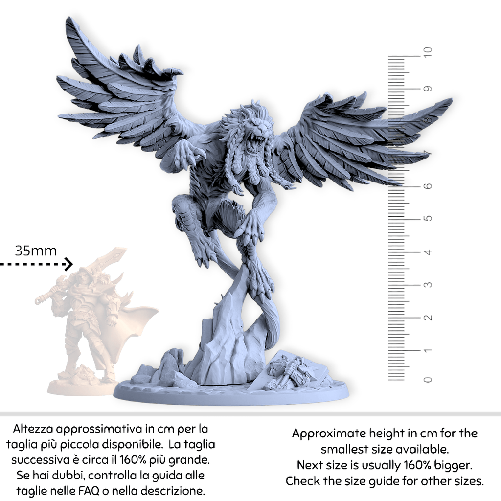 Miniatura Manticore mostro leggendario leone volante Requiem | miniatura 3D resina | Terre Ostili per dungeons and dragons dnd