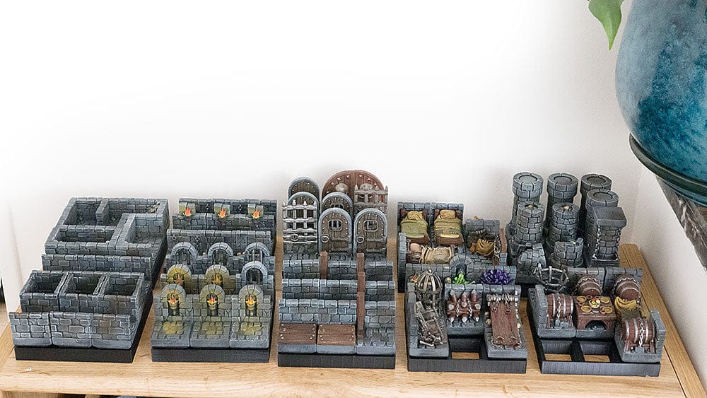 Scenico Muro con pavimento assi di legno - blocco singolo Dungeon Modulare  - DB - PMD per dungeons and dragons dnd