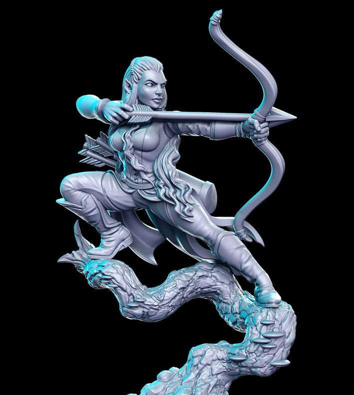 Miniatura Aurielle elfa ranger arciere guerriero miniatura 3D resina per dungeons and dragons dnd