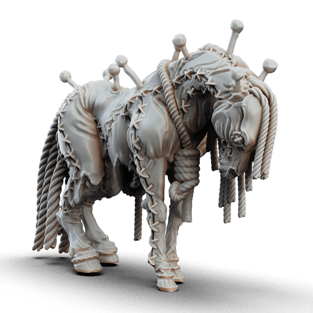 Miniatura Cavallo di pezza marionetta vudù demoniaco circo horror miniatura 3D resina per dungeons and dragons dnd