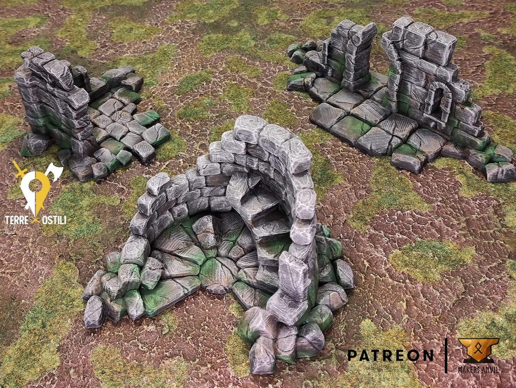 Scenico Città rovina set da 3 pezzi mura rovina edificio fantasy scenico per dungeons and dragons dnd