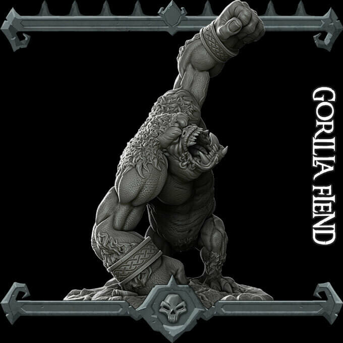 Miniatura Demone gorilla Barlgura scimmia immondo miniatura 3d resina per dungeons and dragons dnd