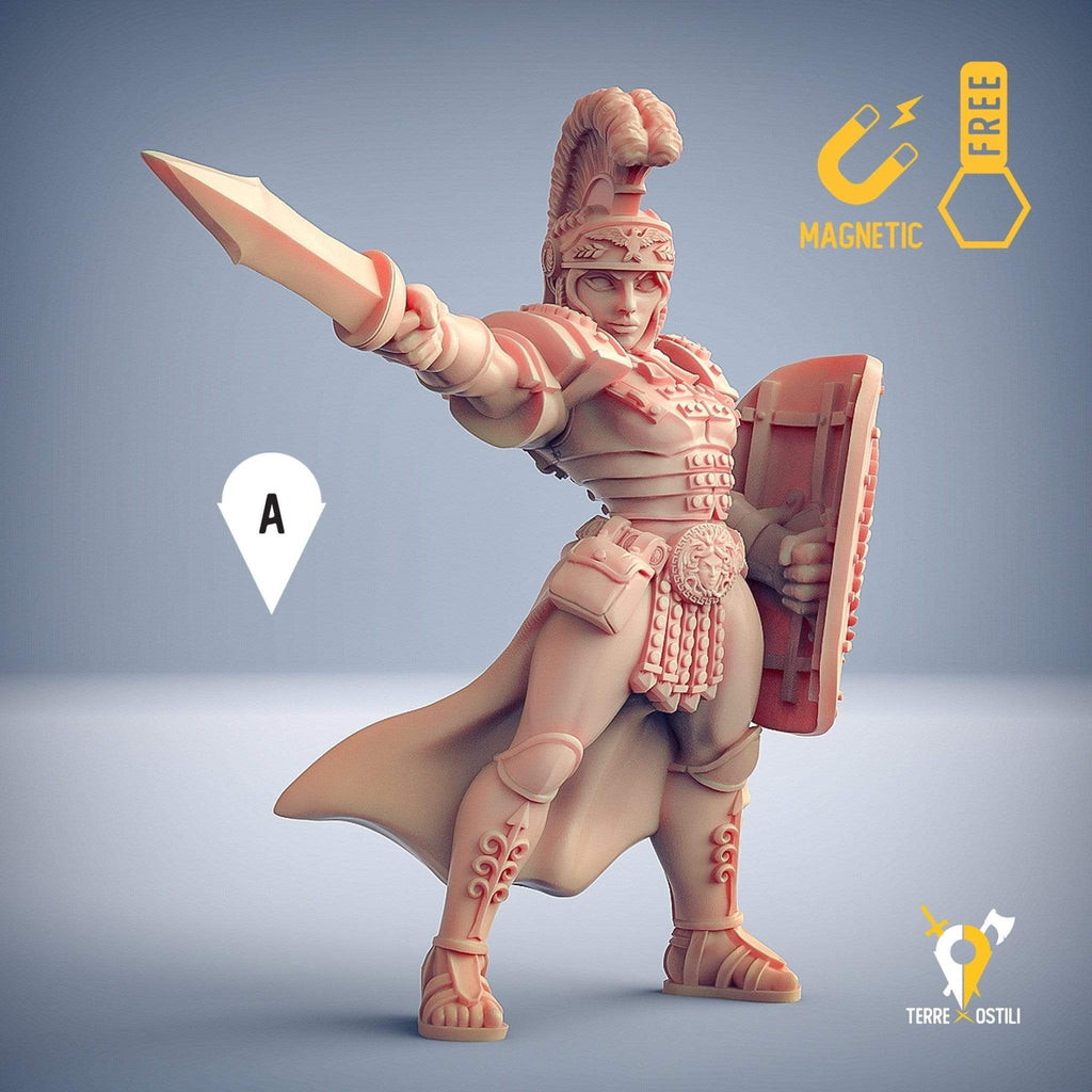 Miniatura Gladiatrice umana combattente miniatura gladiatore romano per dungeons and dragons dnd