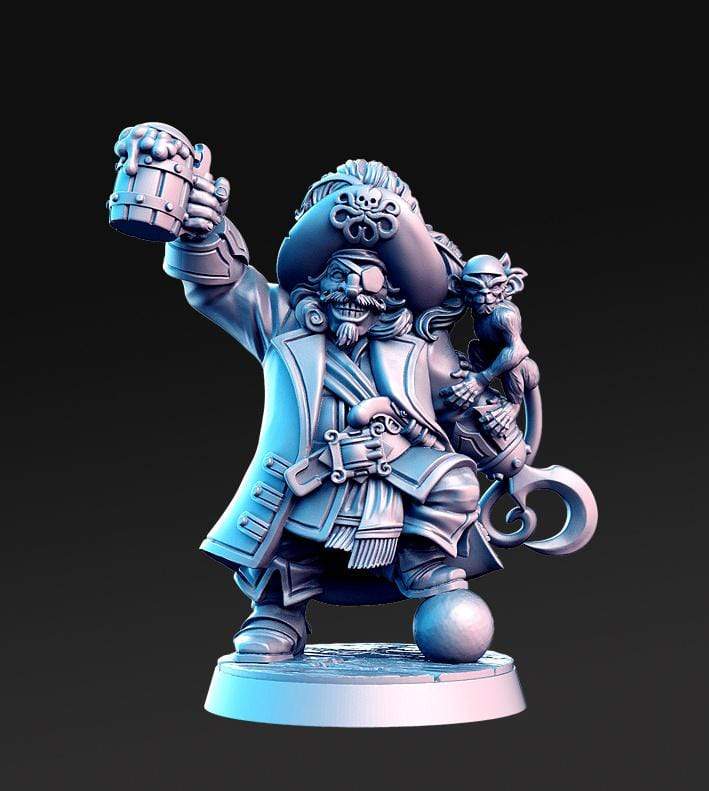 Miniatura Madolf nano pirata capitano corsaro miniatura 3D resina per dungeons and dragons dnd