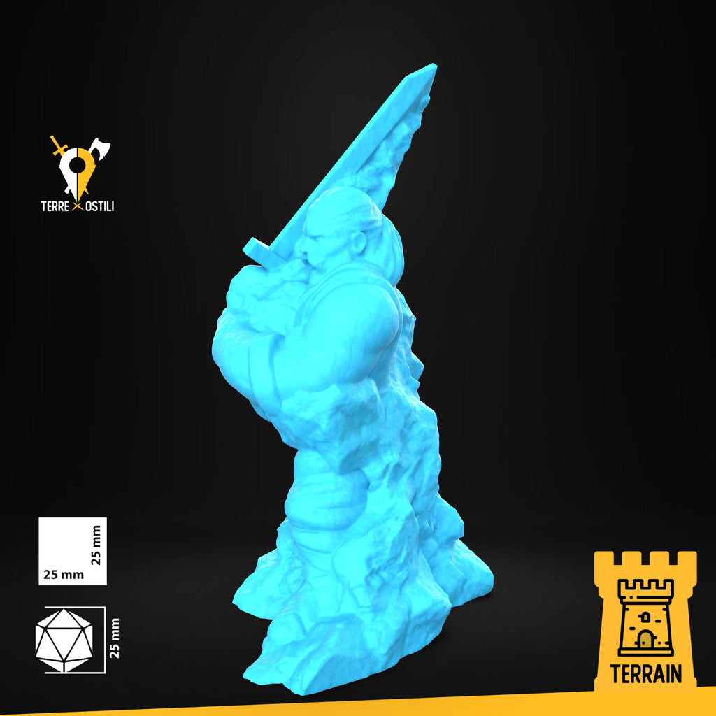 Scenico Nano morto congelato ghiacciato statua ghiaccio inverno fantasy scenico 3D per dungeons and dragons dnd