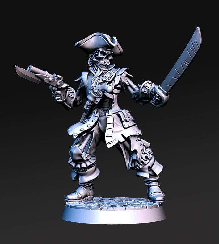 Miniatura Scheletro non morto pistolero pirata miniatura 3D resina per dungeons and dragons dnd