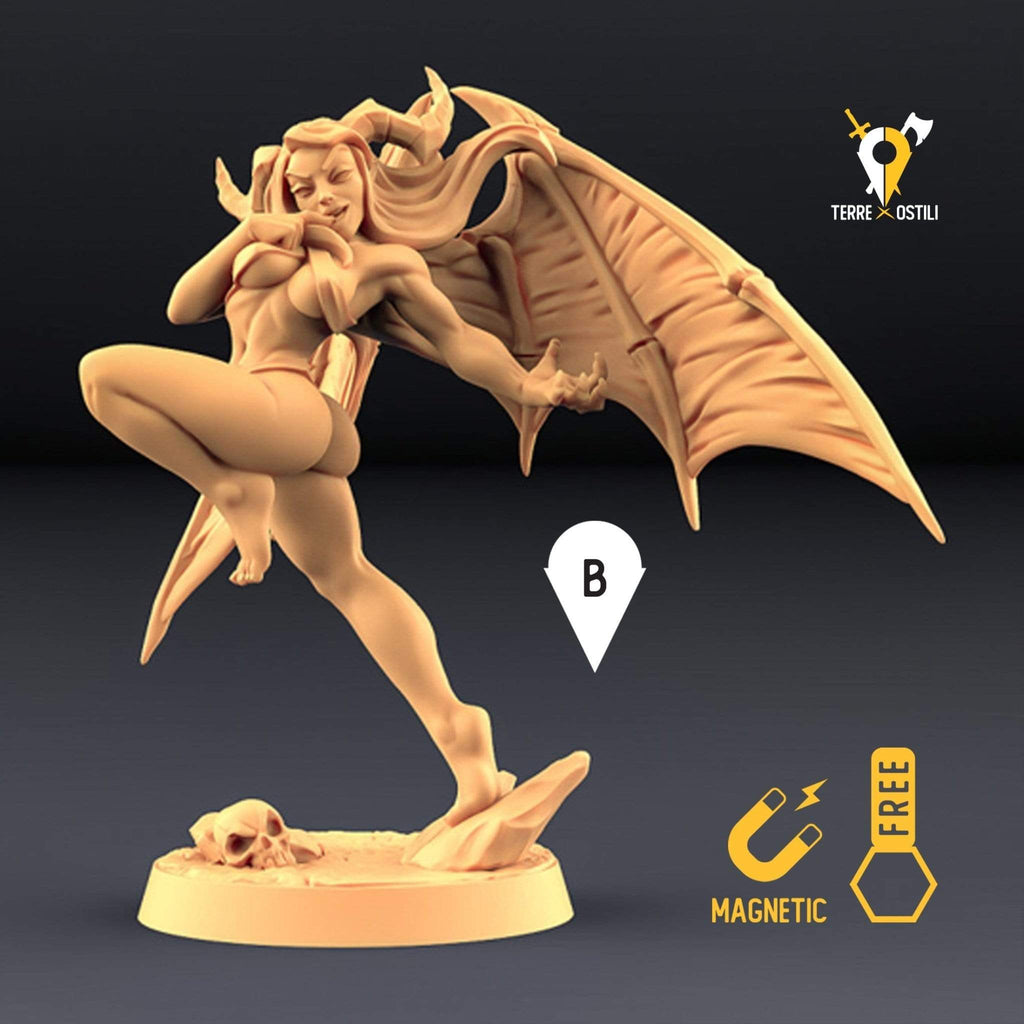 Miniatura Succube pinup mezza demone immondo miniatura 3D per dungeons and dragons dnd