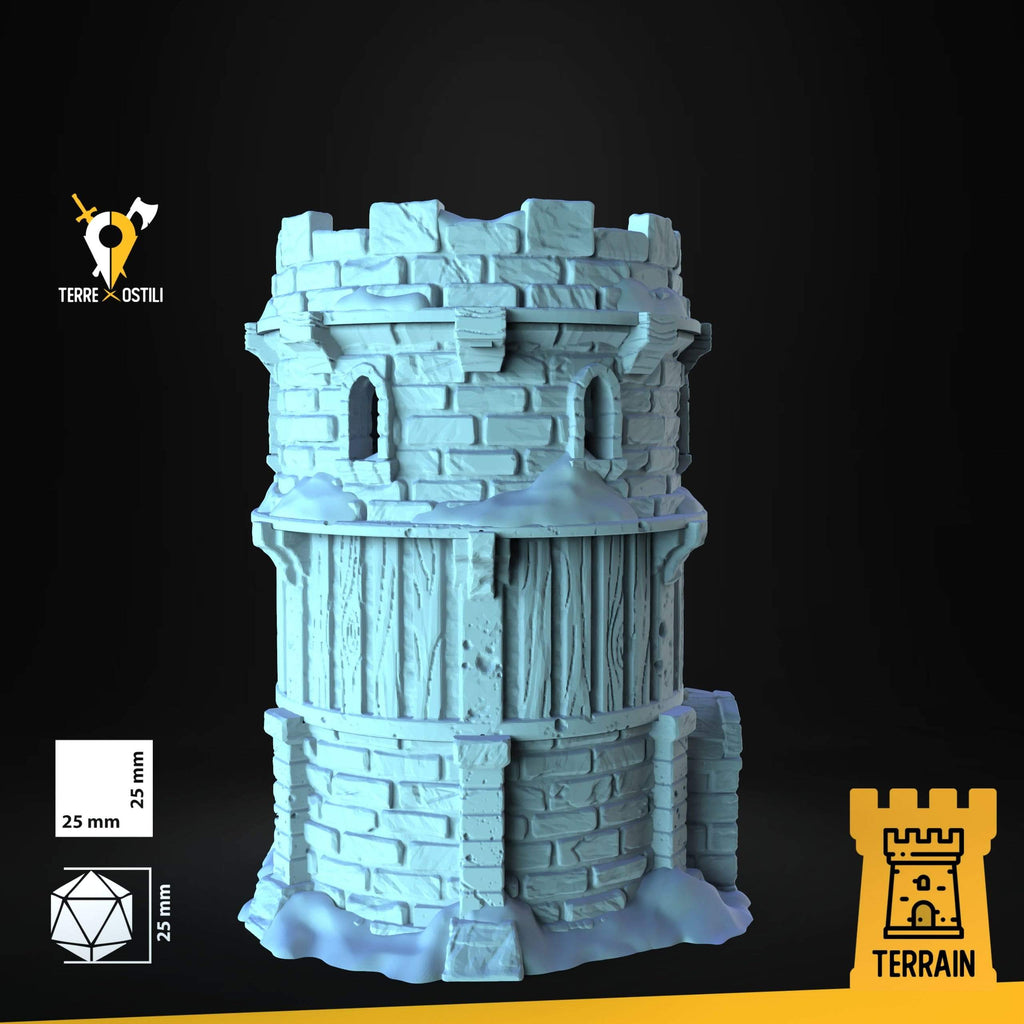 Scenico Torre di guardia inverno neve edificio fantasy scenico per dungeons and dragons dnd