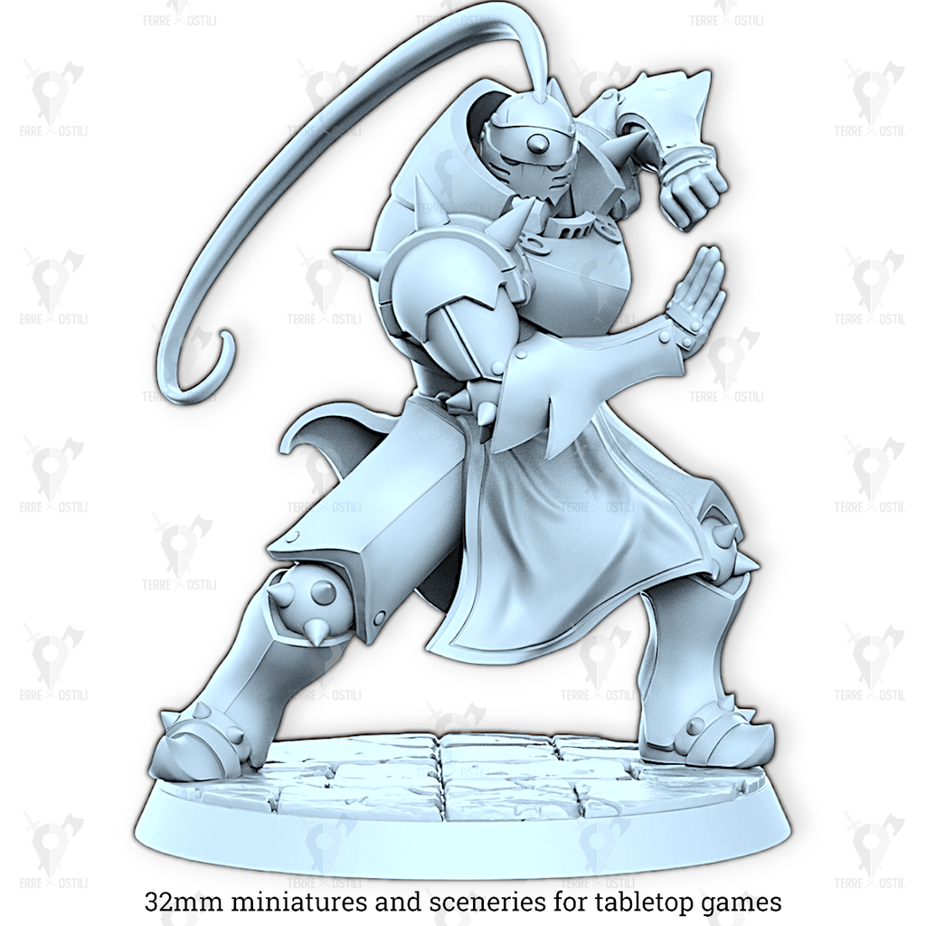 Miniatura Alphonse armatura animata guerriero alchimista mago evocatore fma | miniatura 3D resina | Terre Ostili per dungeons and dragons dnd