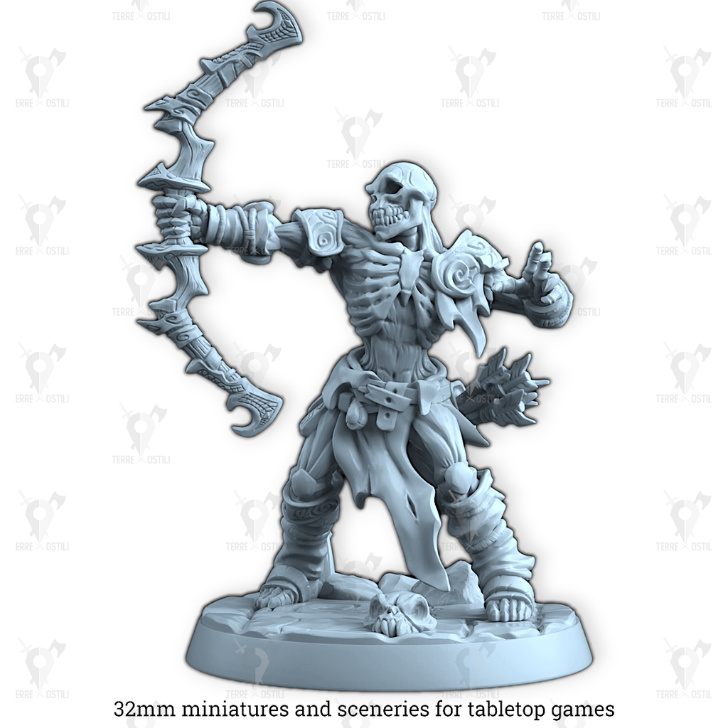 Miniatura Arkan scheletro guerriero arciere campione soldato non morto darkness| miniatura 3D resina | Terre Ostili per dungeons and dragons dnd