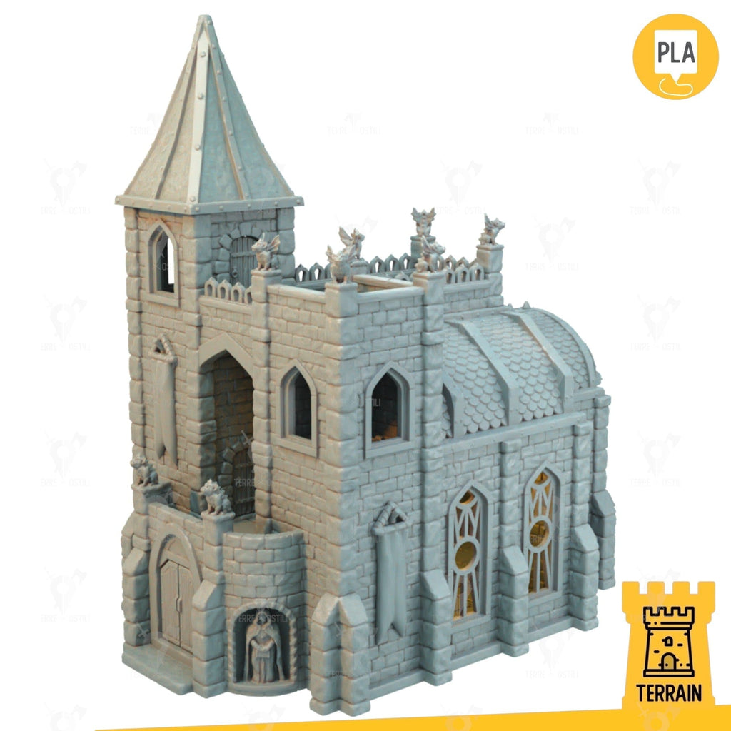 Scenico Cattedrale sacra chiesa gotica tempio in pietra città edificio fantasy scenico per dungeons and dragons dnd