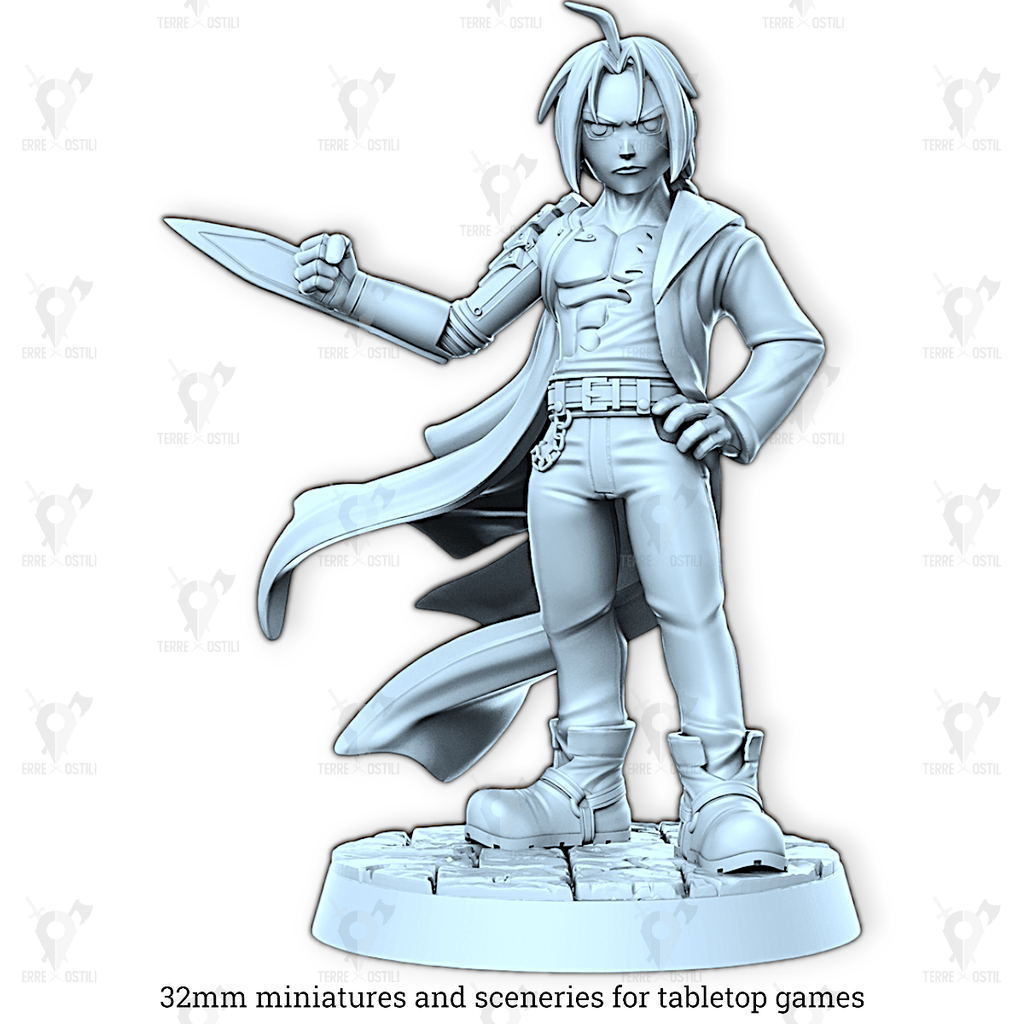 Miniatura Edward umano alchimista mago guerriero evocatore fma | miniatura 3D resina | Terre Ostili per dungeons and dragons dnd