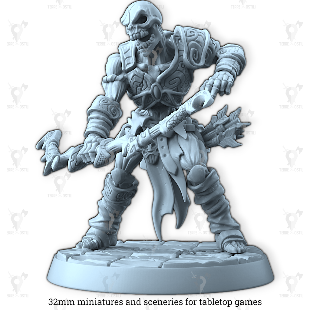 Miniatura Eryth scheletro guerriero arciere campione soldato non morto darkness| miniatura 3D resina | Terre Ostili per dungeons and dragons dnd