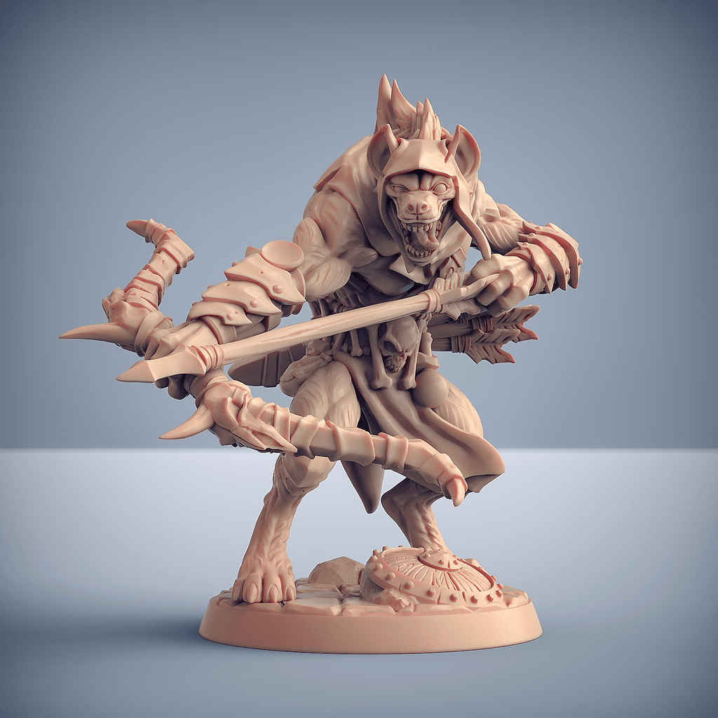 Miniatura Gnoll guerriero bestia soldato arciere iena  | miniatura 3D resina | Terre Ostili per dungeons and dragons dnd