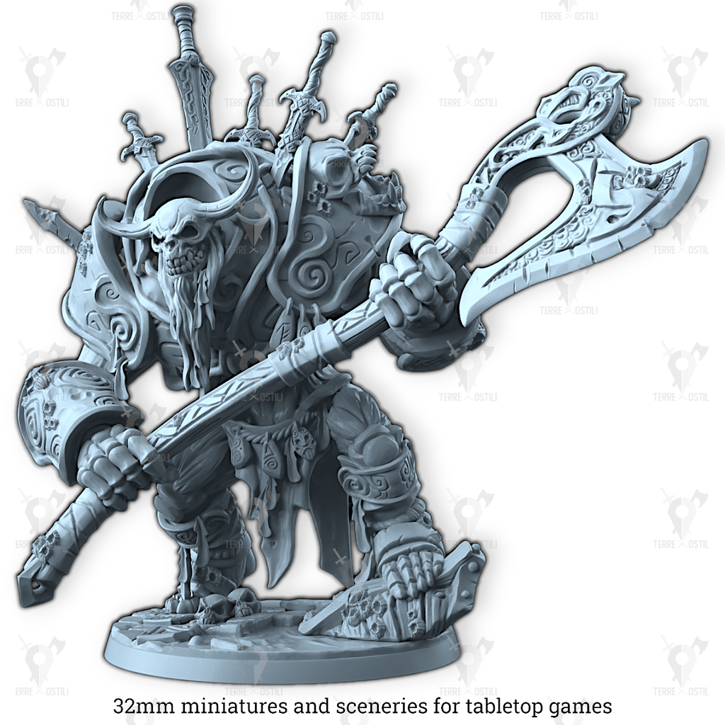 Miniatura Hulgrof scheletro campione gigante guardiano hulk darkness  | miniatura 3D resina | Terre Ostili per dungeons and dragons dnd