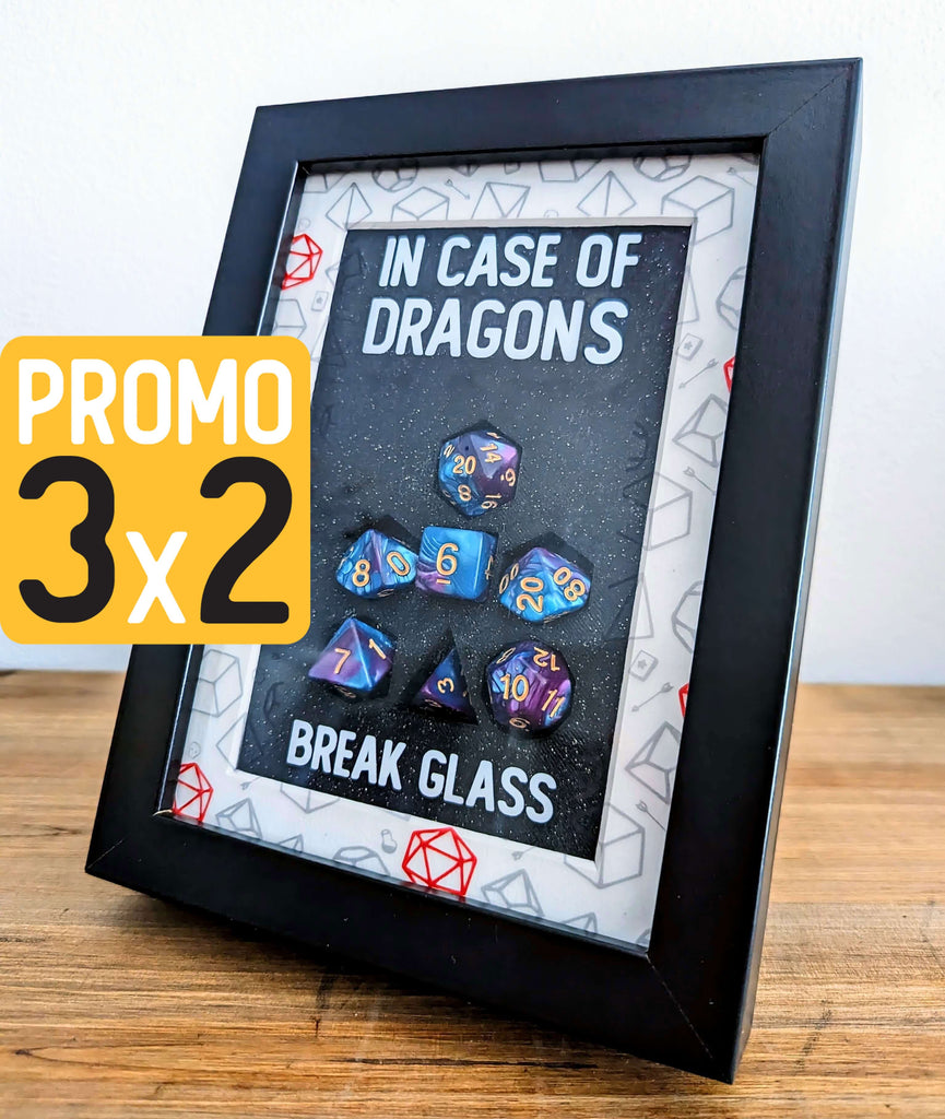 "In case of dragons break glass" | kit dadi emergenza | dungeons and d