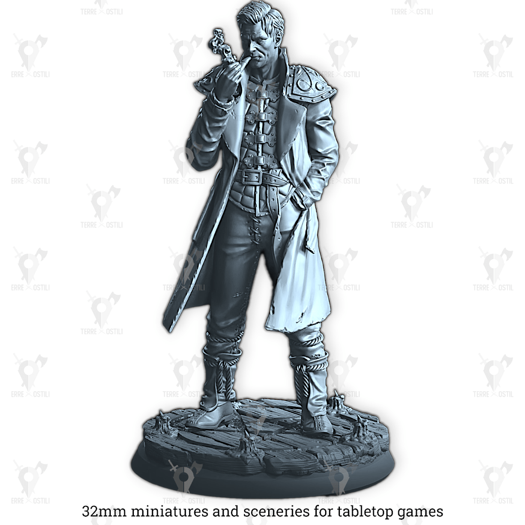 Miniatura John Konsta umano detective occulto investigatore | miniatura 3D resina | Terre Ostili per dungeons and dragons dnd