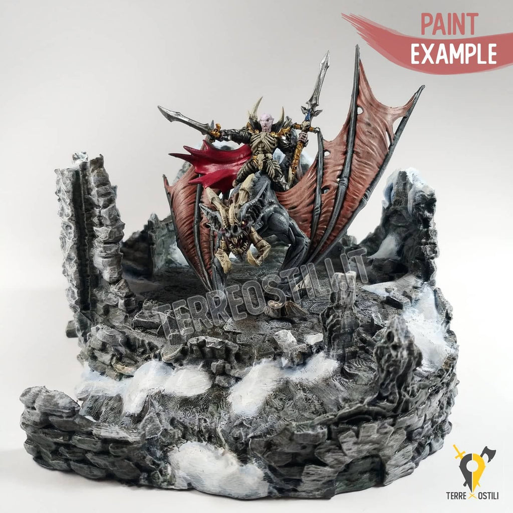 Miniatura Krommir cavaliere di Drago nero blu viverna mostro alato Dragonpeak spada | miniatura 3D resina | Terre Ostili per dungeons and dragons dnd