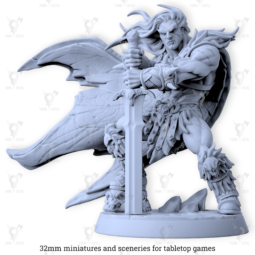 Miniatura Guerriero In Resina Per Giochi Di Ruolo – D&D, Dungeons & Dragons – Prodotto In Italia