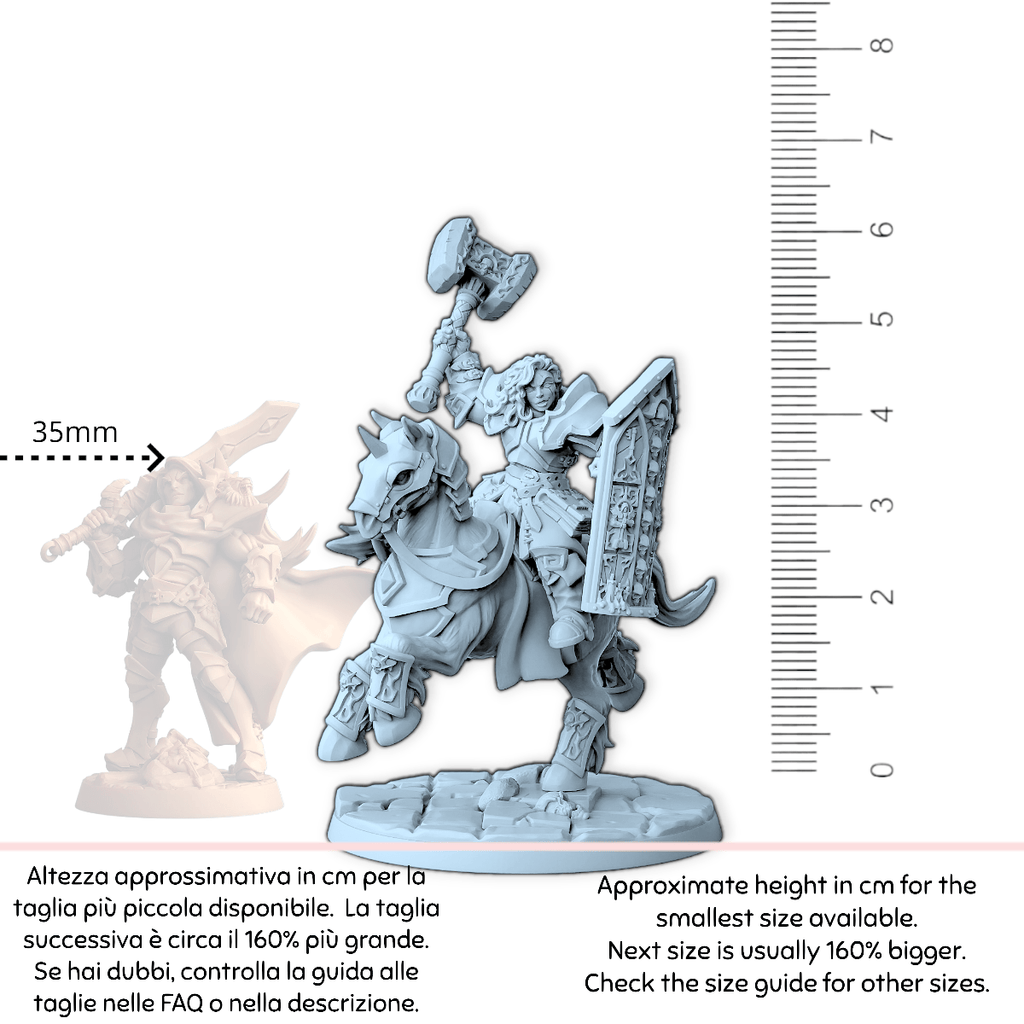 Miniatura Paladino Cavaliere a cavallo con elmo esercito antipaladino soldato requiem | miniatura 3D resina | Terre Ostili (copia) per dungeons and dragons dnd