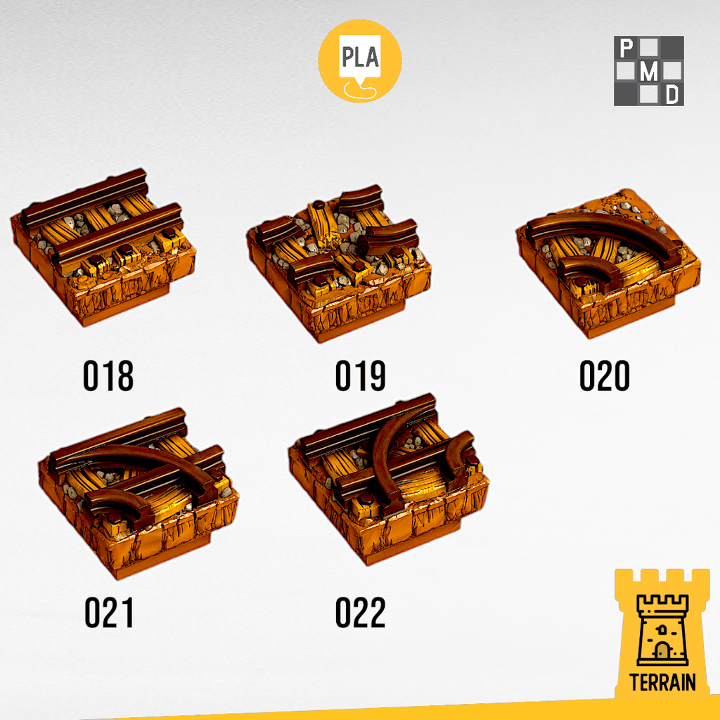 Scenico Pavimento ferrovia binario miniera rotto angolo forma T destra sinistra - blocco singolo Dungeon Modulare - DB - PMD per dungeons and dragons dnd
