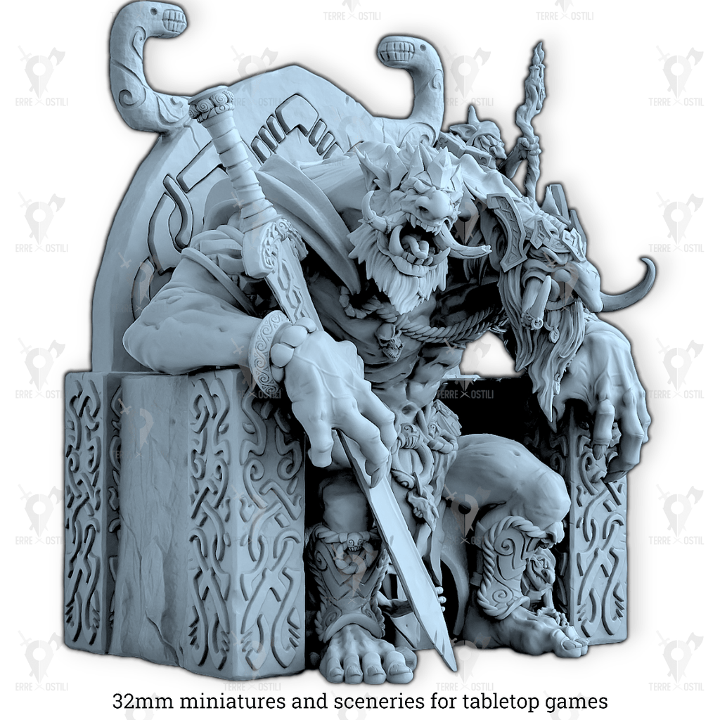 Miniatura Re troll a due teste troll anziano sovrano generale | miniatura 3D resina | Terre Ostili (copia) per dungeons and dragons dnd
