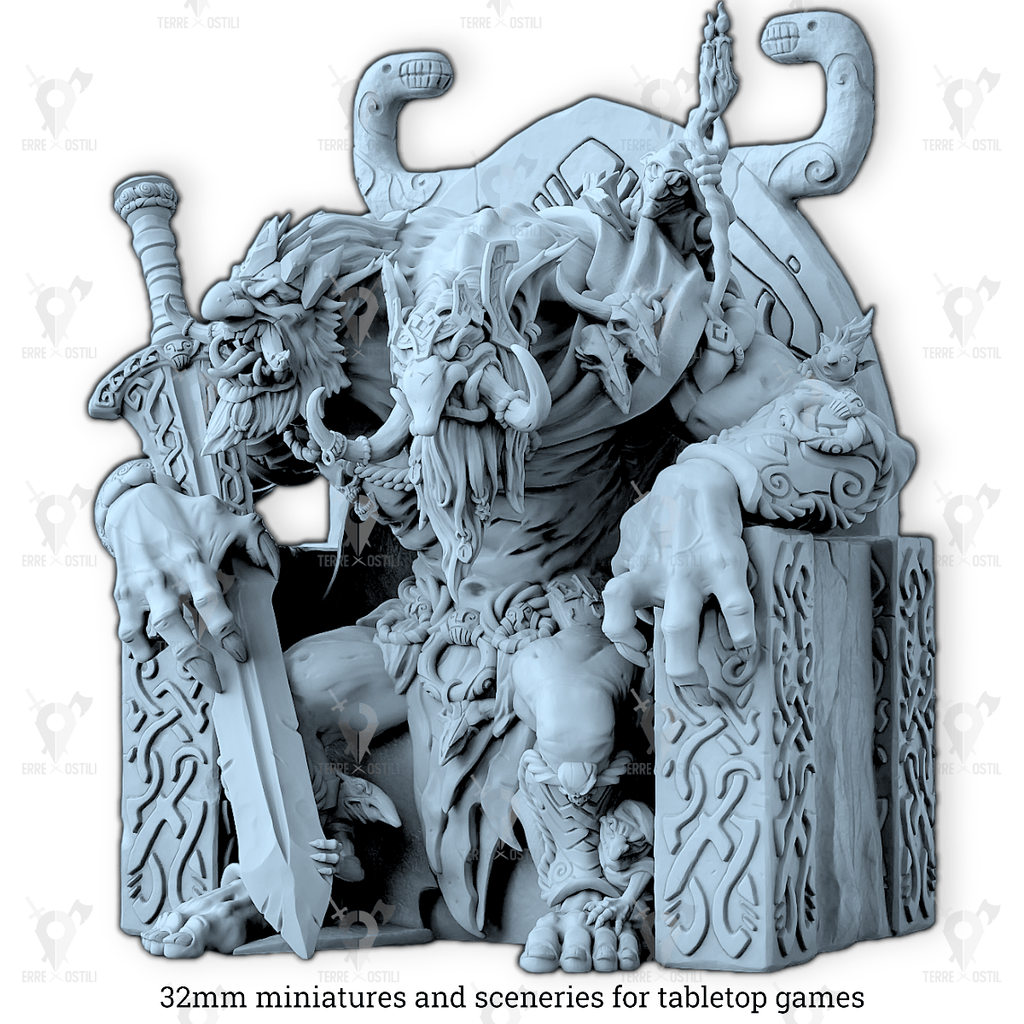 Miniatura Re troll a due teste troll anziano sovrano generale | miniatura 3D resina | Terre Ostili (copia) per dungeons and dragons dnd