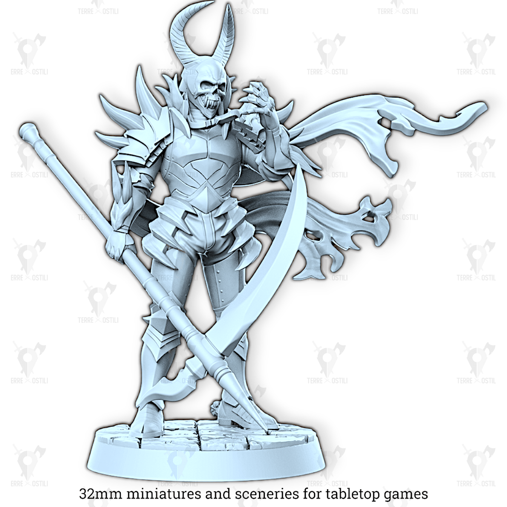 Miniatura Reaper cavaliere morte demone guerriero | miniatura 3D resina | Terre Ostili per dungeons and dragons dnd