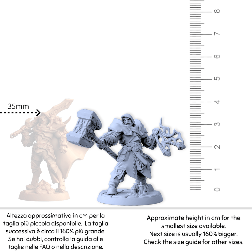 Miniatura Sir Kael Stormguard umano antipaladino caos mazzafrusto armatura requiem | miniatura 3D resina | Terre Ostili per dungeons and dragons dnd