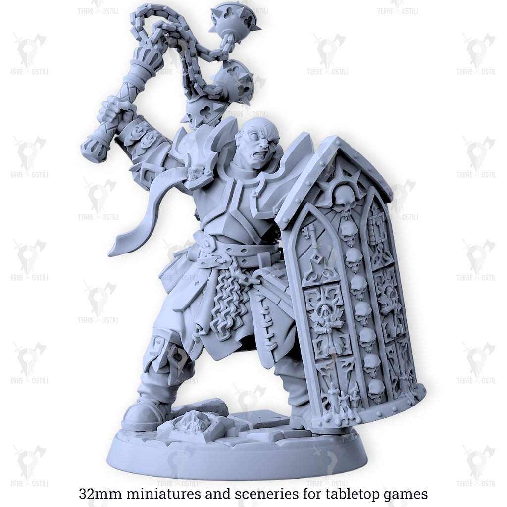Miniatura Sir Kael Stormguard umano paladino mazzafrusto armatura requiem | miniatura 3D resina | Terre Ostili (copia) (copia) per dungeons and dragons dnd
