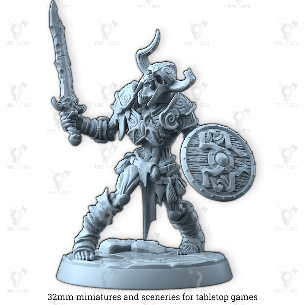 Miniatura Skalar scheletro guerriero campione soldato non morto darkness| miniatura 3D resina | Terre Ostili per dungeons and dragons dnd