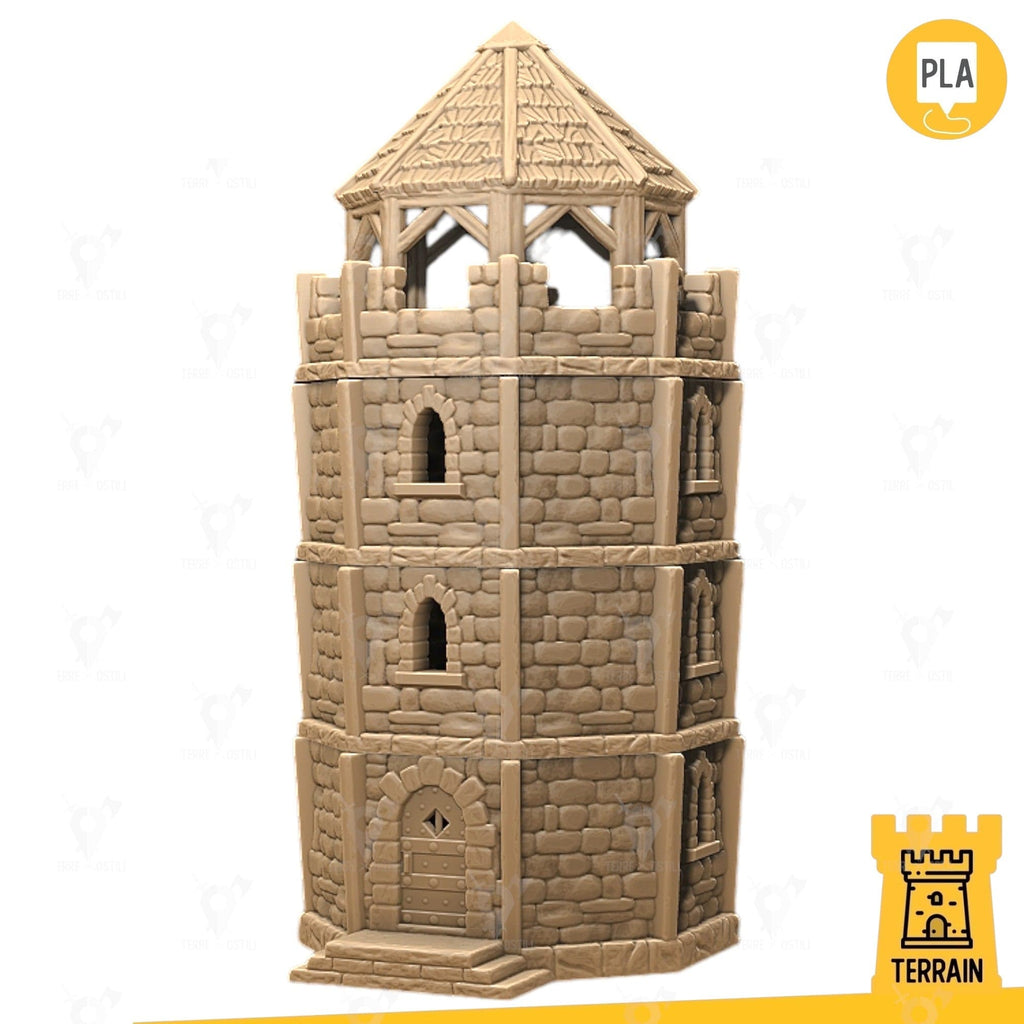 Scenico Torre di guardia vedetta avvistamento faro legno e pietra avamposto città edificio fantasy scenico per dungeons and dragons dnd