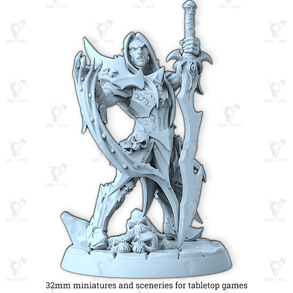 Miniatura Vladkeron vampiro nonmorto conte guerriero demone bloodhunt | miniatura 3D resina | Terre Ostili per dungeons and dragons dnd