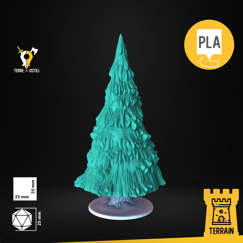 Scenico Albero pino innevato quercia verde foresta inverno fantasy scenico 3D per dungeons and dragons dnd