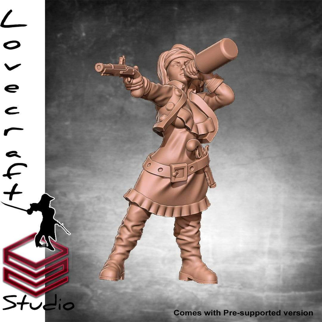 Miniatura Bonnie umana pistolero guerriero pirata corsaro miniatura 3D resina per dungeons and dragons dnd