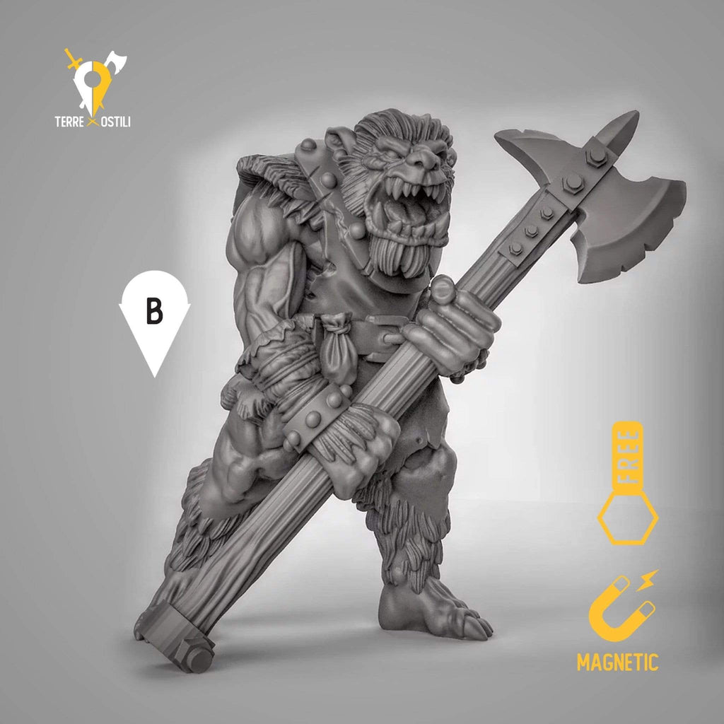 Miniatura Bugbear armato alabarda miniatura per dungeons and dragons dnd