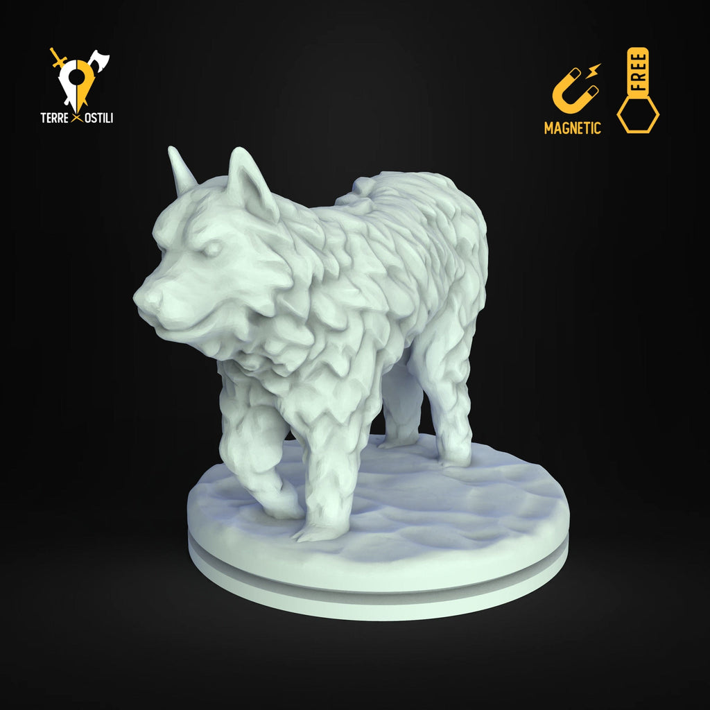 Miniatura Cane da slitta cani da traino ghiacci husky miniatura resina 3D per dungeons and dragons dnd