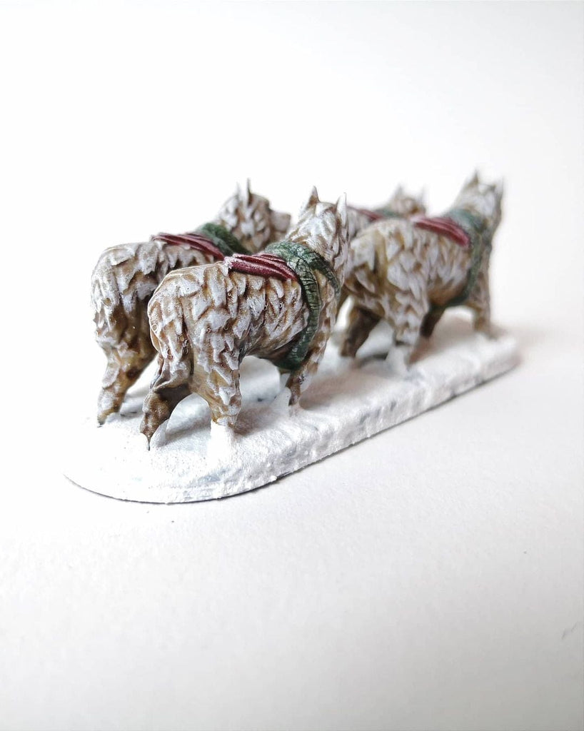 Miniatura Cane da slitta squadra set 4x cani da traino ghiacci husky miniatura resina 3D per dungeons and dragons dnd