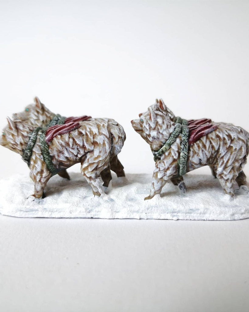 Miniatura Cane da slitta squadra set 4x cani da traino ghiacci husky miniatura resina 3D per dungeons and dragons dnd