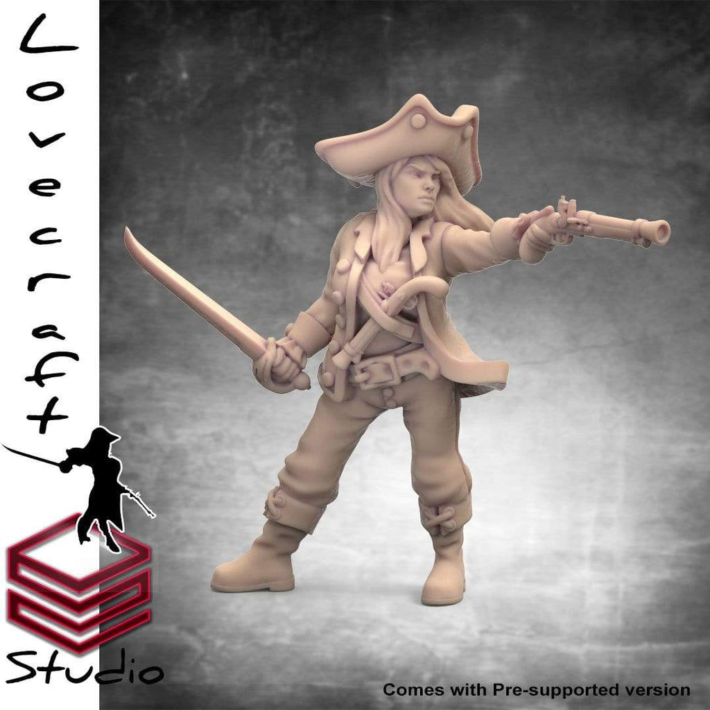 Miniatura Charlie umana pistolero guerriero pirata corsaro capitano miniatura 3D resina per dungeons and dragons dnd