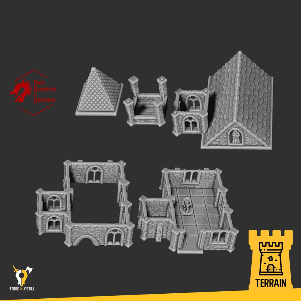 Scenico Chiesa cattedrale con campanile edificio fantasy scenico per dungeons and dragons dnd