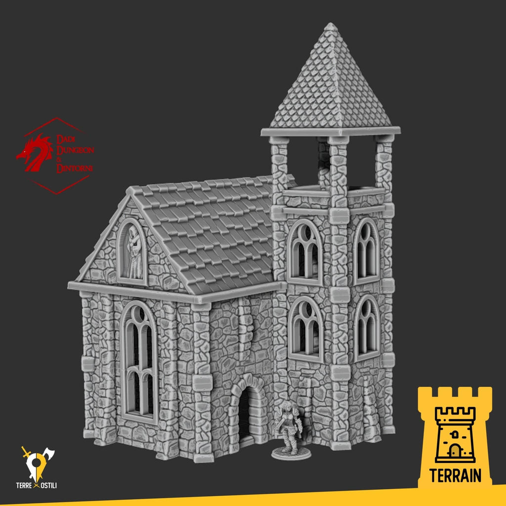 Scenico Chiesa cattedrale con campanile edificio fantasy scenico per dungeons and dragons dnd