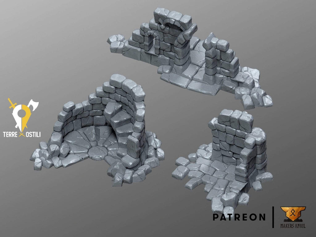 Scenico Città rovina set da 3 pezzi mura rovina edificio fantasy scenico per dungeons and dragons dnd