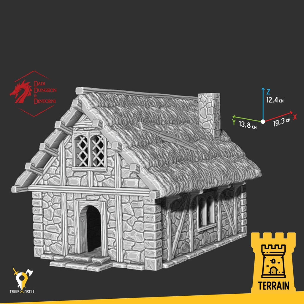 Scenico Contadino casa capanna legno edificio fantasy scenico per dungeons and dragons dnd
