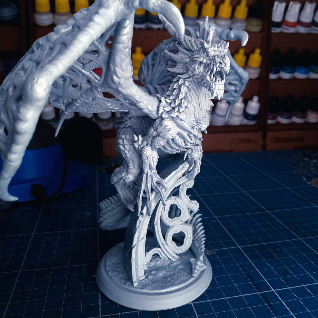 Miniatura Dracolich drago zombie non morto drago scheletro scheletrico miniatura 3D resina per dungeons and dragons dnd