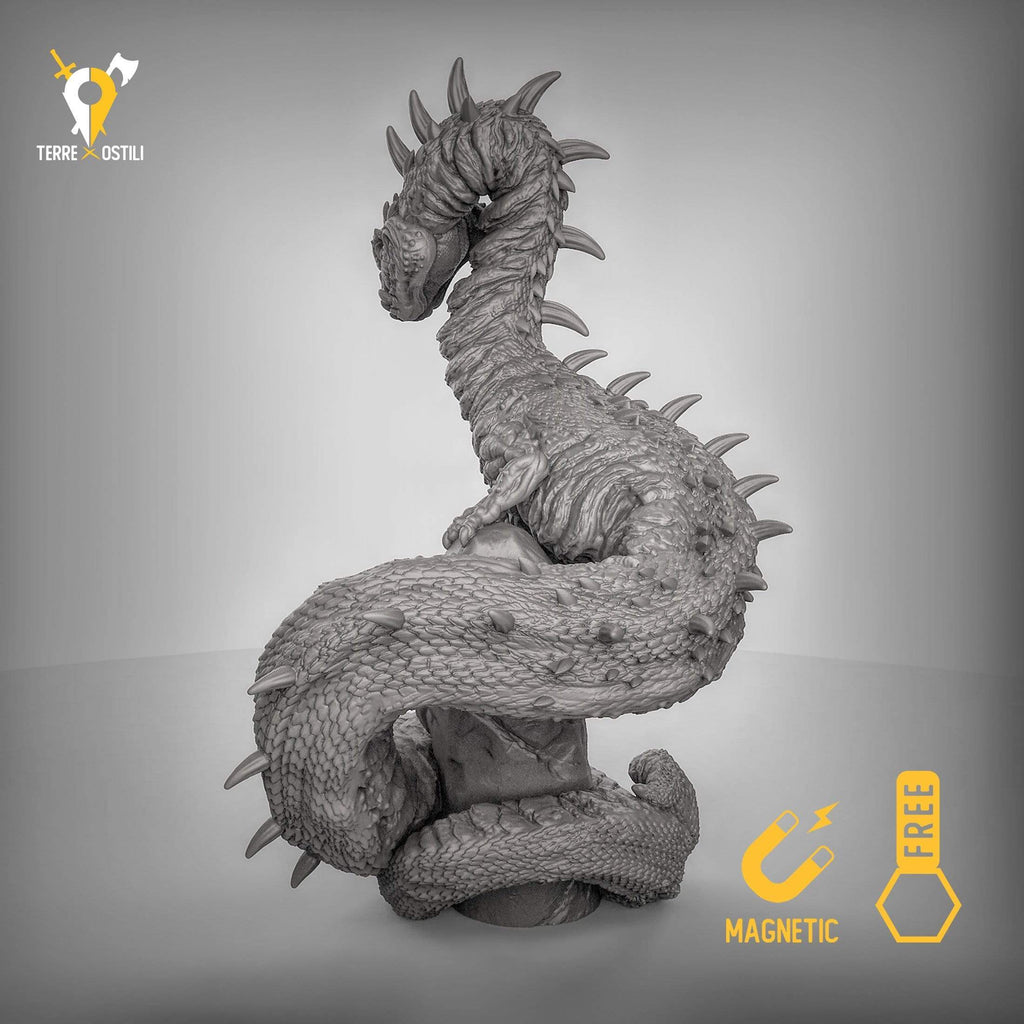 Miniatura Drago acquatico linnorm serpente acqua miniatura 3D per dungeons and dragons dnd