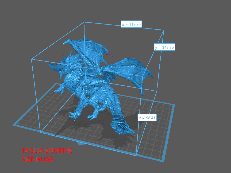 Drago bianco blu anziano adulto miniatura 3d in resina