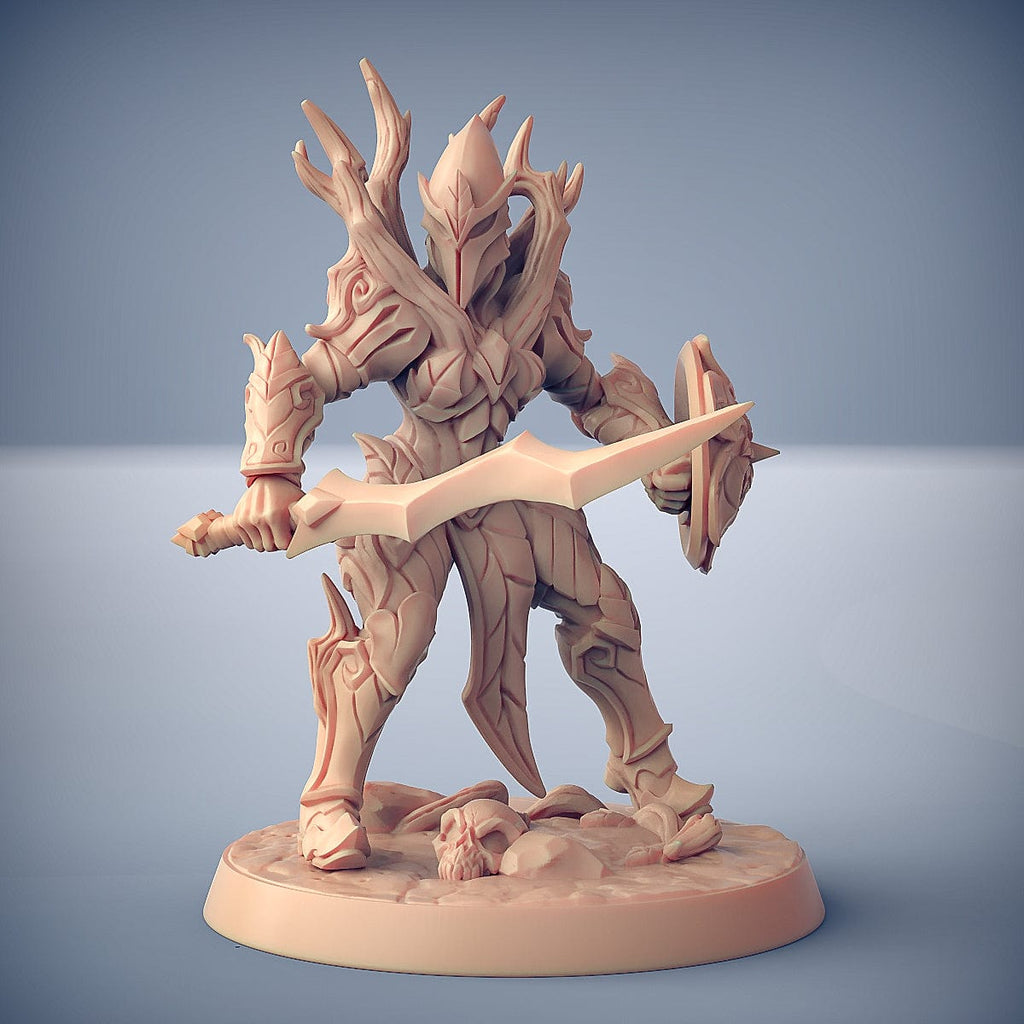 Miniatura Elfa guerriero spada e scudo soldato miniatura 3D resina per dungeons and dragons dnd