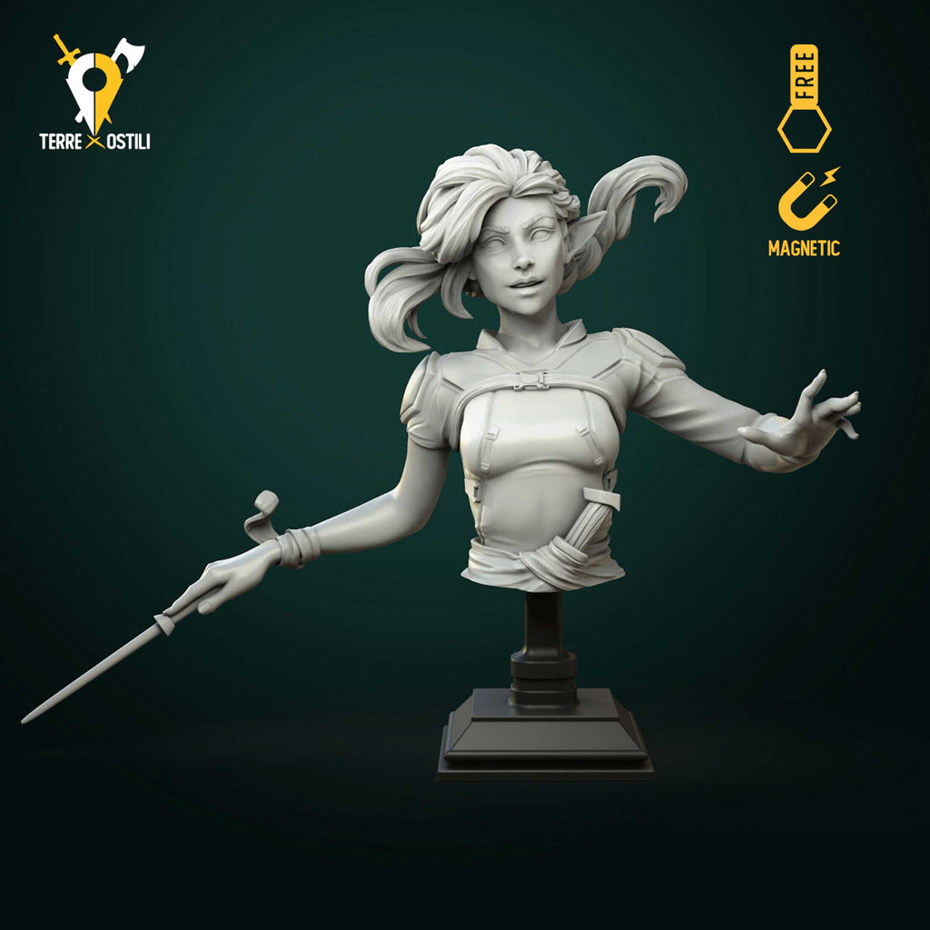 Busto Elfa Mago incantatore apprendista novizio busto resina alta qualità miniatura per dungeons and dragons dnd